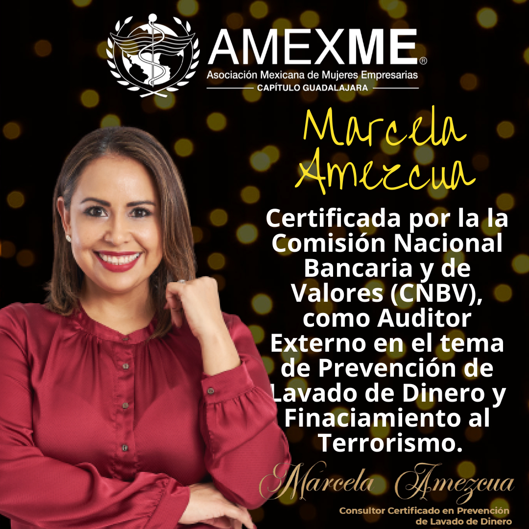 AMEXMEGuadalaj1's tweet photo. Marcela Amezcua, experta en prevención de lavado de dinero y financiamiento al terrorismo. Auditora Externa certificada por la #CNBV. #mujerextraordinaria #orgulloamexme
#obligaciones #beneficiarioscontroladores #activosvirtuales #obligaciones #prevencionlavadodinero https://t.co/J5DxKYkLIC