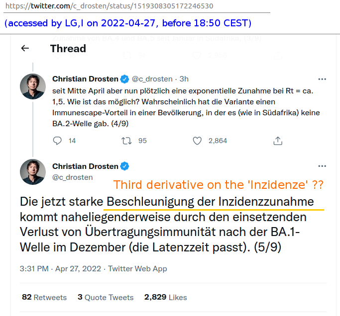 LGcommaI's tweet photo. Dr. #Drosten hat sogar die dritte Ableitung der 'Inzidenz' im Blick. (Und wird von seinen Fans sogar noch bejubelt.)
#FalsePrecision https://t.co/OIcSHeyAo1