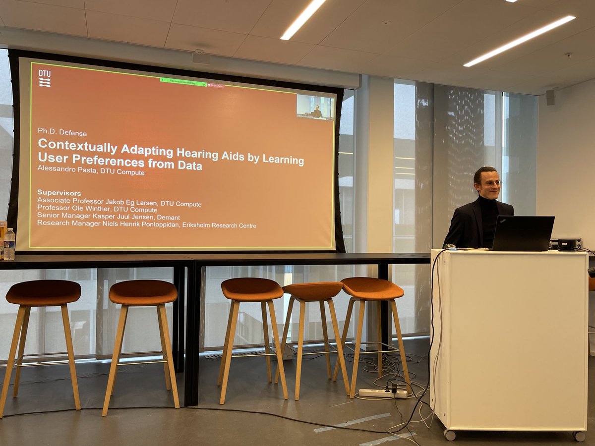 Jakob Eg Larsen (@jakobeglarsen) on Twitter photo Alessandro Pasta successfully defended his PhD thesis today. Congratulations! Thanks to the assessment committee Inga Holube @stefasera and <a href="/per_baekgaard/">Per Bækgaard (@baekgaard@fosstodon.org)</a> Also to <a href="/T061a5/">Tobias Andersen</a> as chair of the proceedings. And for the collaboration <a href="/nielshbp/">Niels H. Pontoppidan</a> and Kasper Juul Jensen, Oticon <a href="/EriksholmRC/">Eriksholm RC</a> Alessandro Pasta successfully defended his PhD thesis today. Congratulations! Thanks to the assessment committee Inga Holube @stefasera and <a href="/per_baekgaard/">Per Bækgaard (@baekgaard@fosstodon.org)</a> Also to <a href="/T061a5/">Tobias Andersen</a> as chair of the proceedings. And for the collaboration <a href="/nielshbp/">Niels H. Pontoppidan</a> and Kasper Juul Jensen, Oticon <a href="/EriksholmRC/">Eriksholm RC</a>