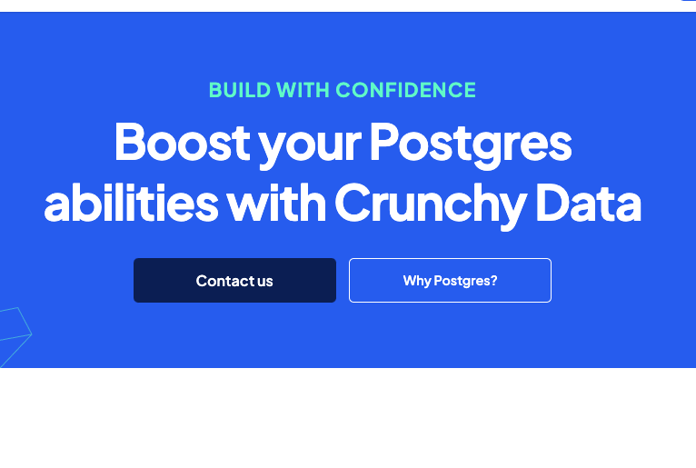 These bright blues just make me happy. Love a good website refresh. <a href="/crunchydata/">Crunchy Data</a>