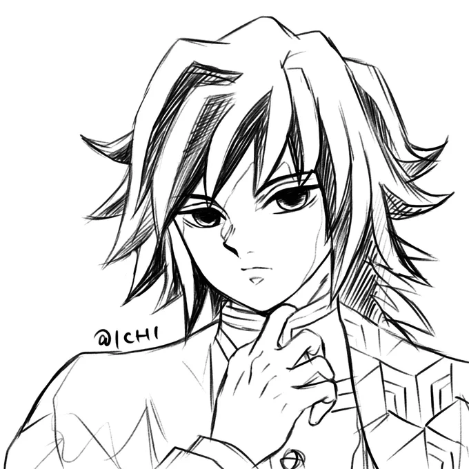 🌊さんの話をしてたら描きたくなったので、久々ぎゆさん模写、例のポーズの💕 