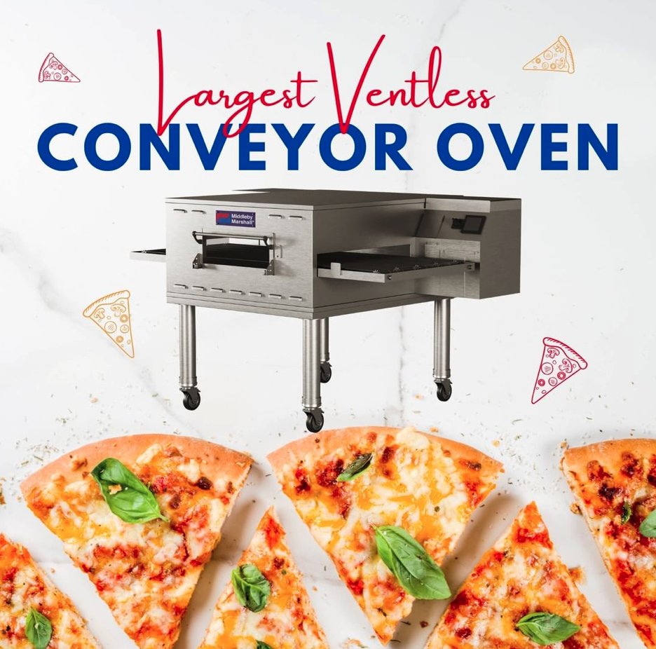 bjeltd's tweet image. Middleby PS638E-V... The Largest VENTLESS conveyor oven in the industry! You can toast, melt, or bake with no hood required. Stackable up to 2 units high and saves 30% in energy costs.  #middleby #conveyor #foodservice #pizza #ventless