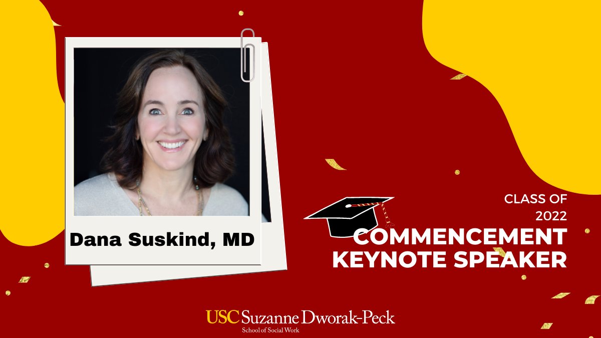#USCSocialWork is honored to welcome Dana L. Suskind, MD, of #UChicago as keynote speaker for its 2022 Commencement Ceremony. Dr. Suskind is an expert in preventing early cognitive and language disparities and their lifelong impact. bit.ly/3rPA3XJ <a href="/DrDanaSuskind/">Dr. Dana Suskind</a>