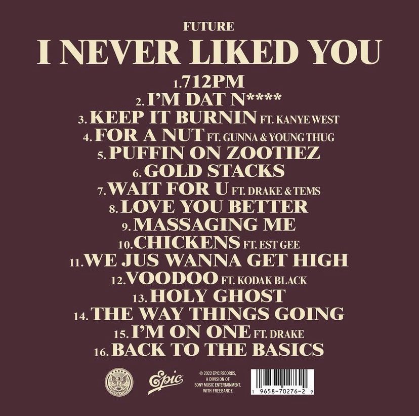 Future’s Forthcoming Album “I Never Liked You”