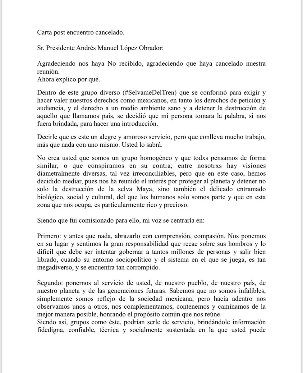azucenau's tweet photo. Agradeciendo nos haya No recibido, agradeciendo que haya cancelado nuestra reunión, responde Rubén Albarrán al Presidente. https://t.co/dOfr1yGRzN