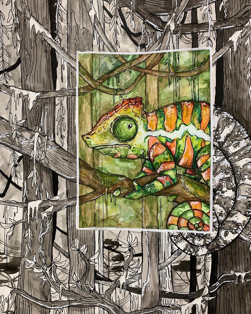 art_passmore's tweet photo. Painting one is working to transfer skills across watercolor and India ink  in these pieces inspired by artist Amber Moran. https://t.co/Ce4H03LNXn