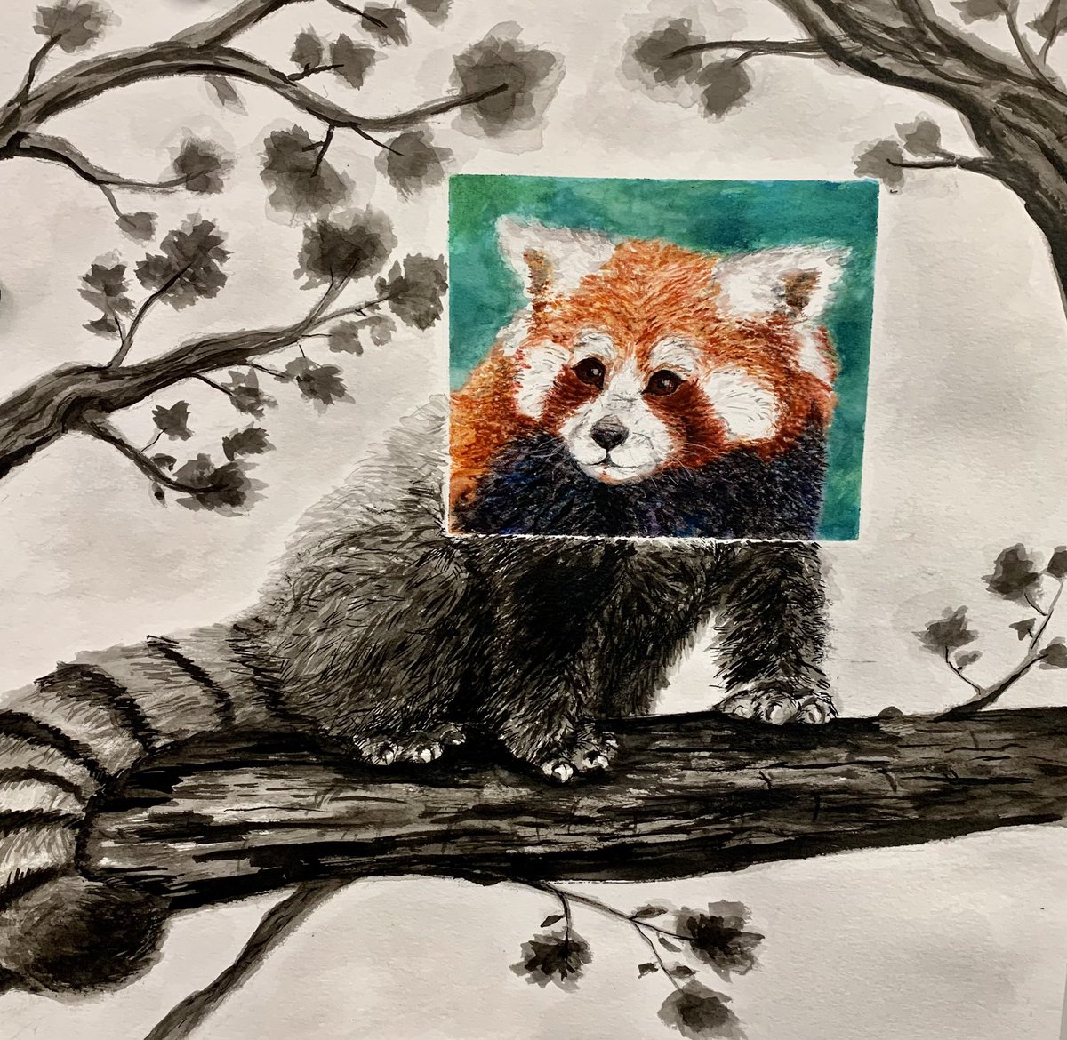 art_passmore's tweet photo. Painting one is working to transfer skills across watercolor and India ink  in these pieces inspired by artist Amber Moran. https://t.co/Ce4H03LNXn