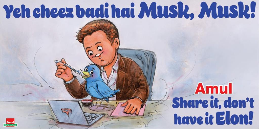 Amul_Coop's tweet photo. #Amul Topical: Billionaire buys Twitter for $44 billion! https://t.co/LLmRmZDvzw