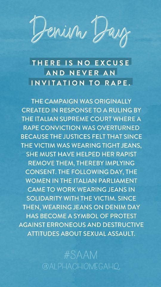AXOUSC's tweet image. Happy Denim Day!👖 Join us in wearing denim today to help bring awareness and show your support to sexual assaults survivors today! 💙 #axo #DenimDay