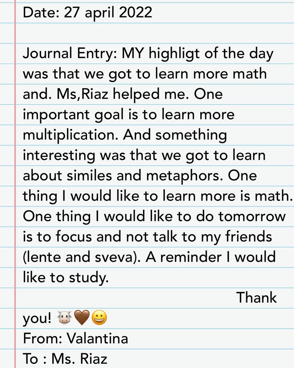 msriaz_'s tweet photo. We love reflecting and ending our day with a little journal entry! 🥰 @Seesaw https://t.co/tEAuA9JZfK