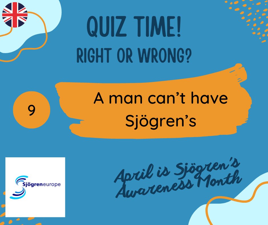 👇🇳🇱🇬🇧🇫🇮🇫🇷🇩🇪🇬🇷🇮🇹🇵🇹🇵🇱🇷🇴🇪🇸👇
It's Quiz Time! Right or Wrong?
9. A man can't have Sjögren's
#Sjögren #SjögrenEurope #sjogrens #ThisIsSjögrens #SjögrenAwarenessMonth