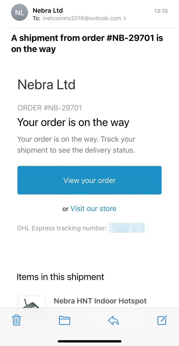 dompsta's tweet photo. @NebraLtd Got this through today via email 😍 wierd that I messaged on Twitter yesterday and got the shipment info and delivery tracking the next day 👌👍 https://t.co/GP7ioX95Vz