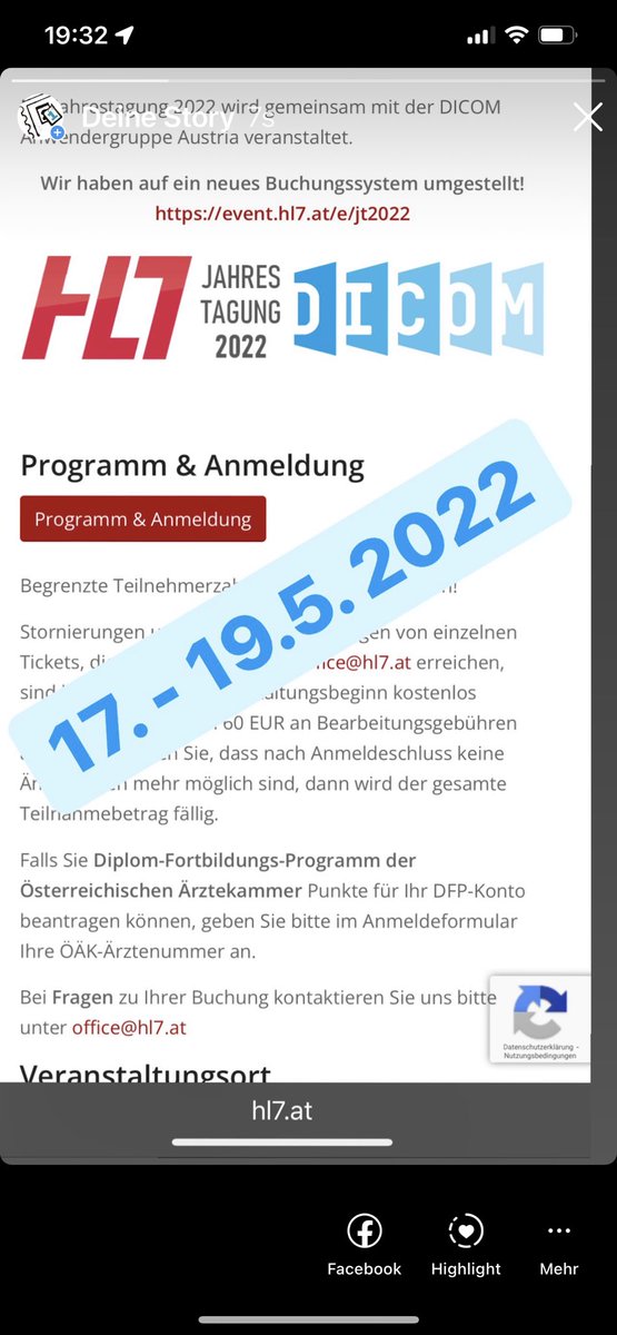 Nach coronabedingter Pause ist es bald soweit: HL7&amp;Dicom Jahrestagung in Wien. 17.-19.5. <a href="/HL7_Austria/">HL7 Austria 🇦🇹</a> <a href="/DICOM_Austria/">DICOM Austria 🇦🇹</a> #hl7 #dicom