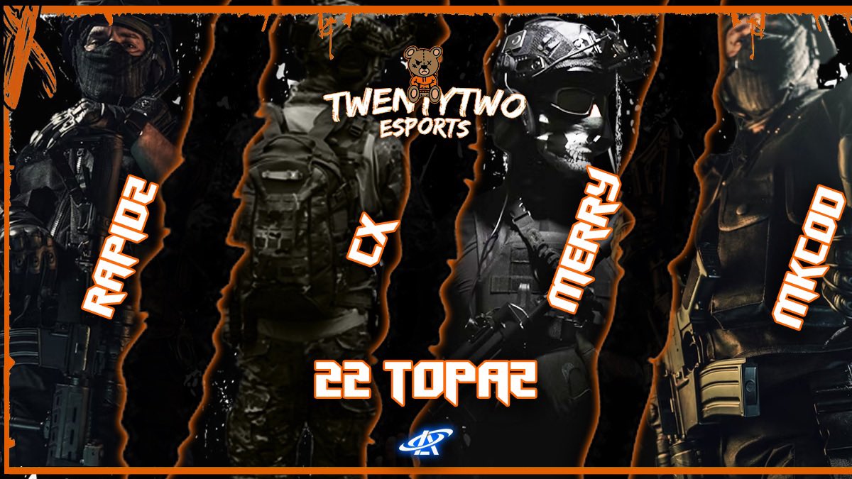 22EsportsUK's tweet image. Please welcome a new look Topaz!

🟠@RapidzUK 
🟠@IVIerryy 
🟠@MKcod_ 
🟠@Callux2002 

Also competing in div 4 along side Emerald and Amethyst, these lads are running it back since they last teamed in Cold War, excited to see what they can do this season!
