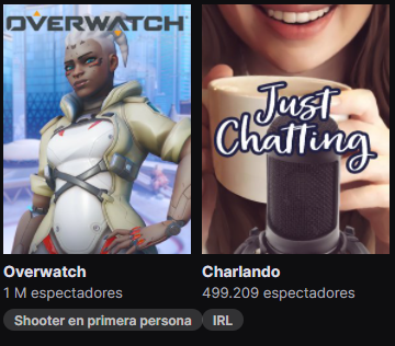 Overwatch top 1 categoria en twitch, superando por el doble a Just Chatting
