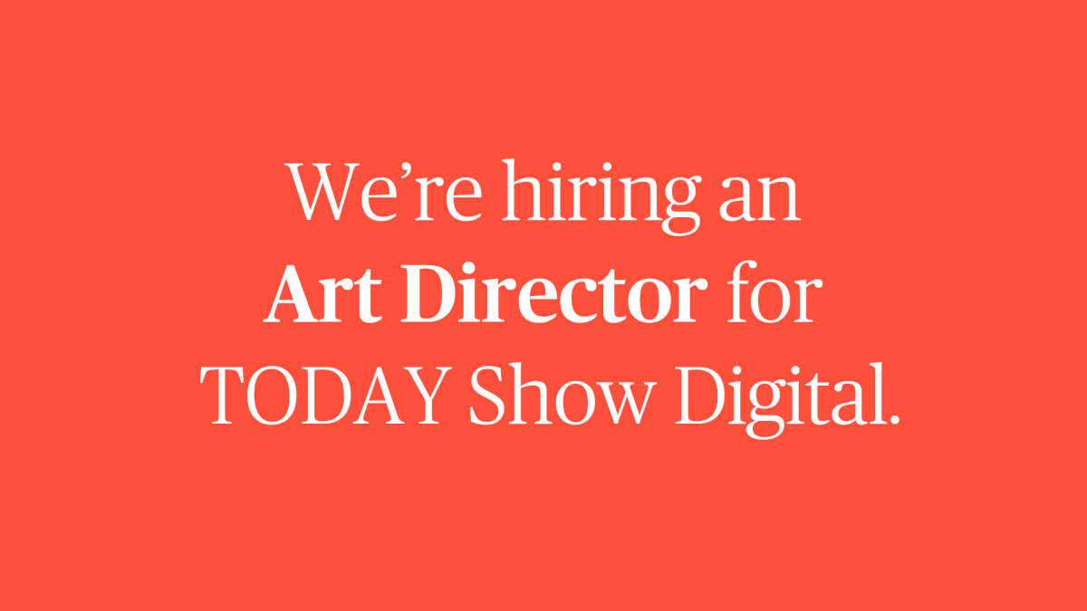 I'm hiring an Art Director for @TODAYshow Digital! Based in NYC. Apply here, and flag your resume to me at kara.haupt@nbcuni.com sjobs.brassring.com/TGnewUI/Search…