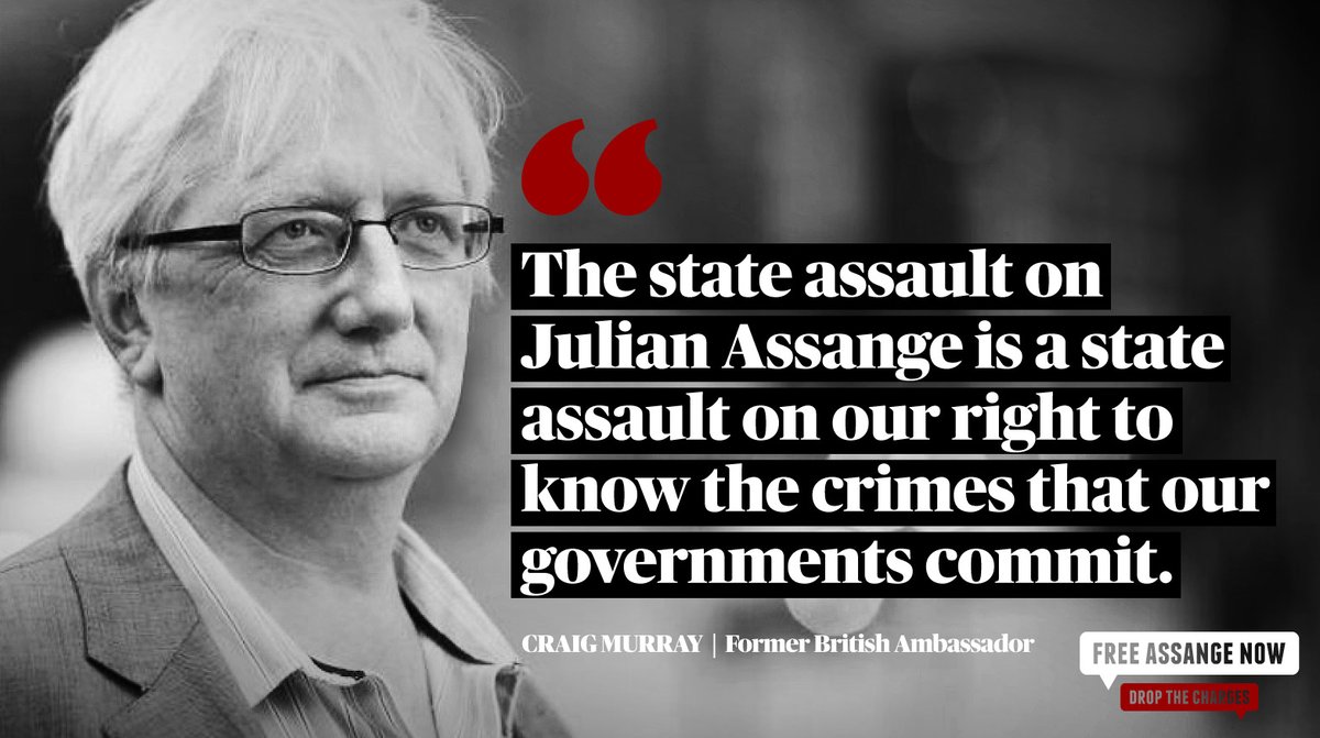 SomersetBean's tweet photo. "The state assault on Julian Assange is a state assault on our right to know the crimes that our governments commit."—@CraigMurrayOrg #FreeAssangeNOW #DontExtraditeAssange https://t.co/z5PefT3le1