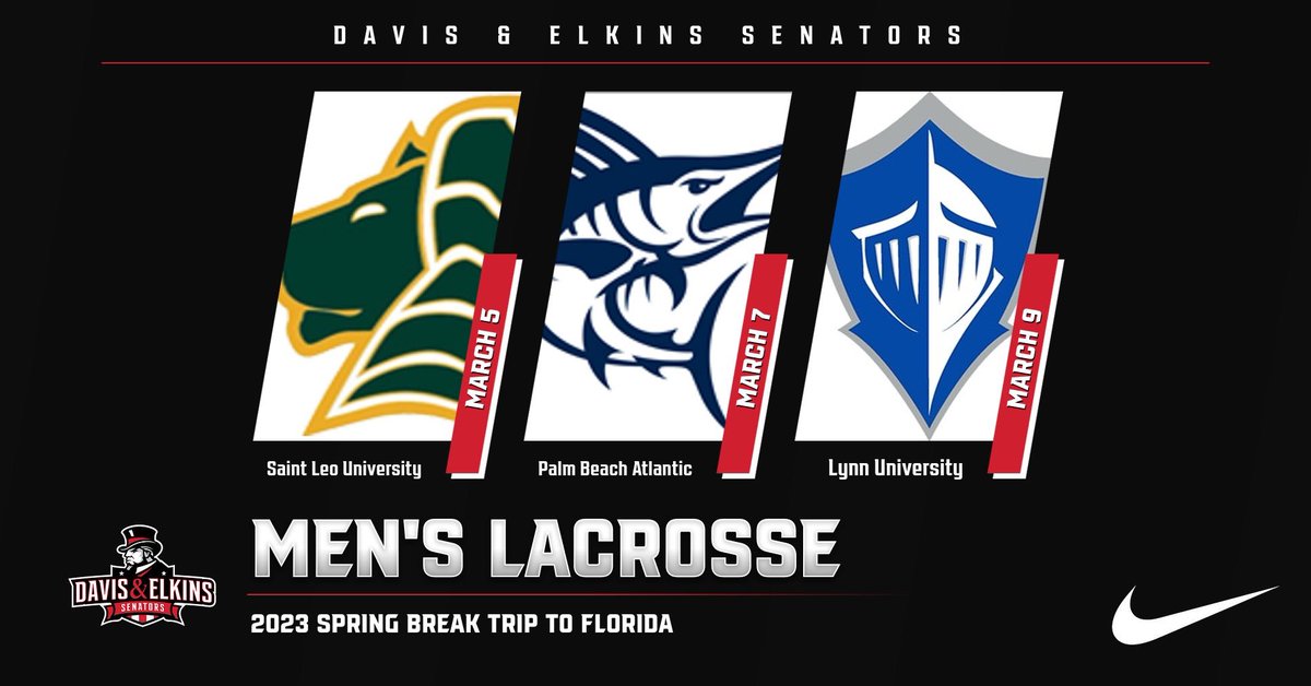 Director Pomeroy &amp; Coach Buzzard are proud to announce the 2023 Men’s Lacrosse Spring Break schedule. The program is excited to make their first trip to Florida in their short history. #DEfendthehills