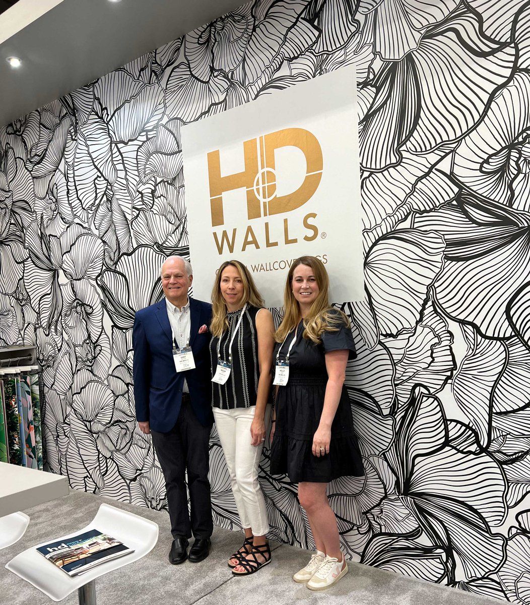 HDWalls's tweet photo. Nice to be back in the real world with the design community!   Come visit us at the @hdexposhow  booth #4662

That's Gary, Megan, and Hollie from our team.   On the wall the featured wallcovering is Poppy in color "abyss" 

https://t.co/AsERzip9zn https://t.co/yPDw6OKHwB