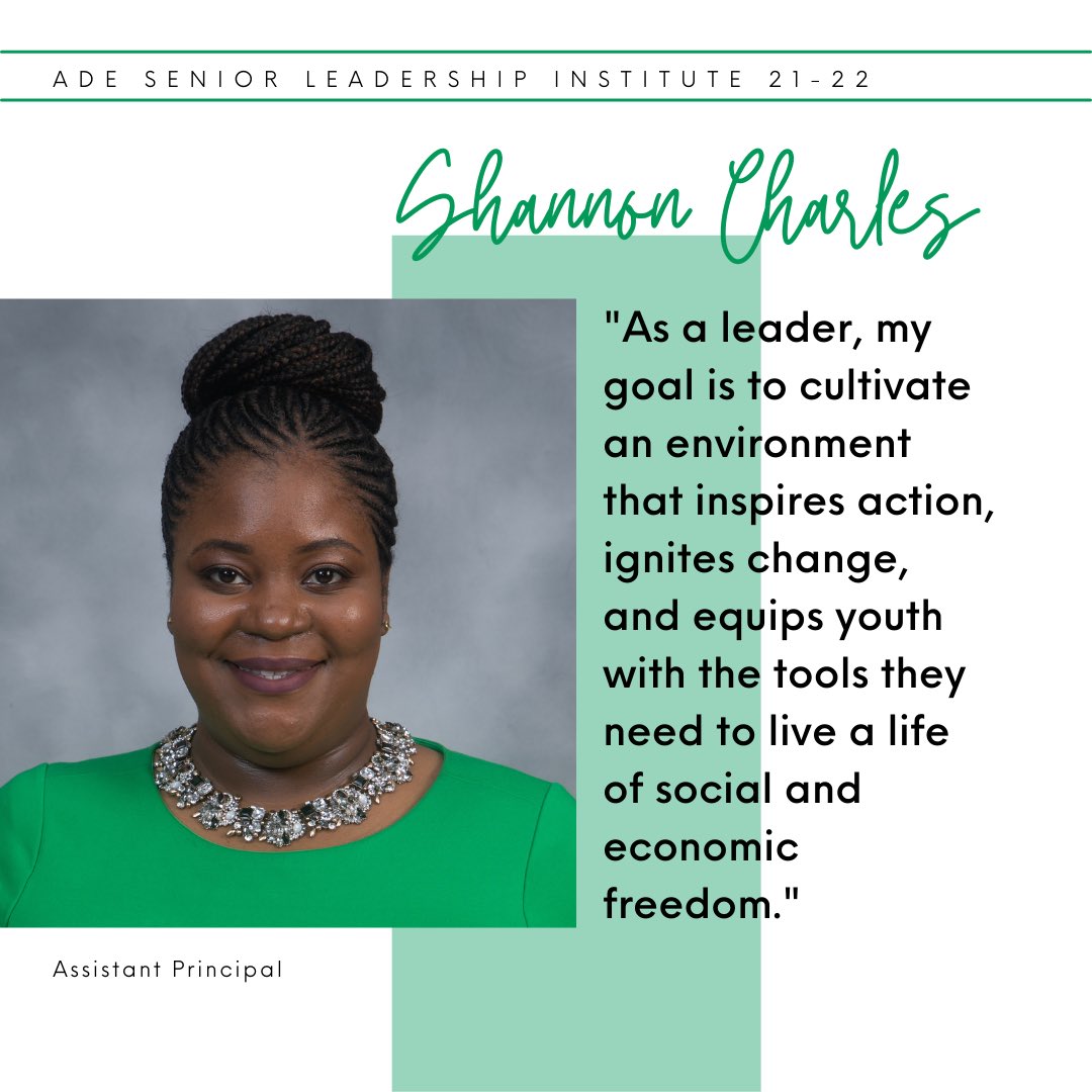 ADEleadersNOLA's tweet photo. Meet Shannon Charles, an assistant principal and member of ADE’s recently completed 21-22 ADE Senior Leadership Institute! https://t.co/YQBd3qTTYq