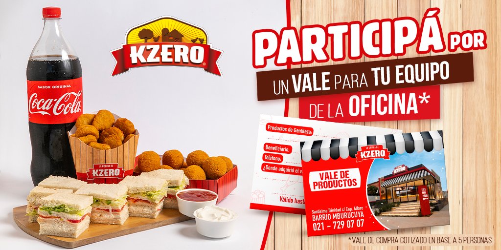 PollosKzeropy's tweet photo. Participa por un vale de La Cocina de KZero para compartir con los compas de la ofi 🥳😎
Porque nadie se lo merece más que vos 😍
RT y menciona a la persona con la que queres disfrutar este premio y ya estás participando, no olviden seguirnos 😉
*Bases y condiciones en Facebook. https://t.co/bOfo9XgdC8