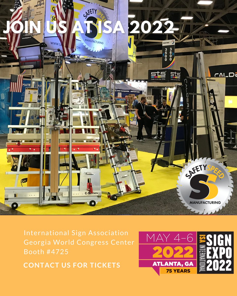 Join Steve Sheetz and Tom Huston to learn about our panel saws, substrate cutters, desktop cutters and our new polycarbonate roll cutter at booth #4725 next week at the International Sign Association Expo. #thinkSafetySpeed #Signage #signsolutions