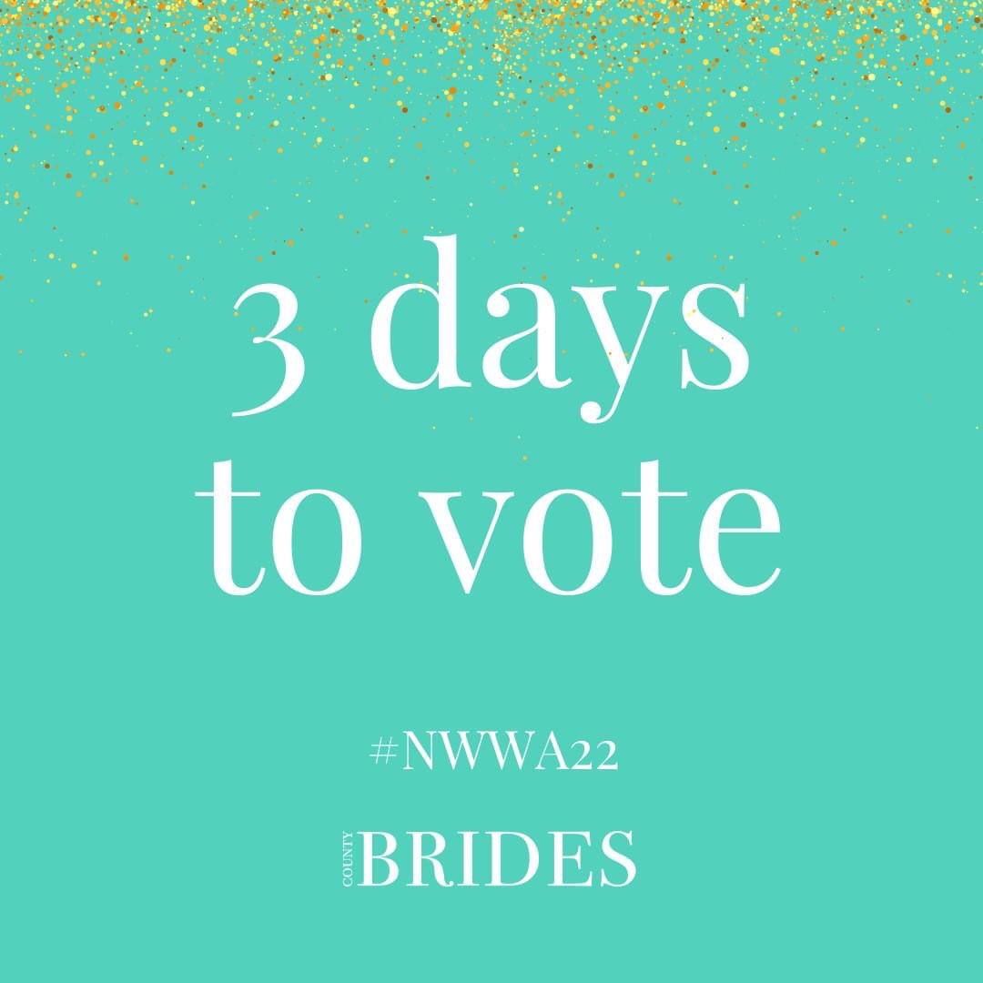 Not long now! Just three days before the voting closes for this year's North West Wedding Awards! Cast your all important votes here 👉 buff.ly/3JWPp3P
#nwwa #nwwa22 #northwestweddingawards #CountyBrides #NWWA2022