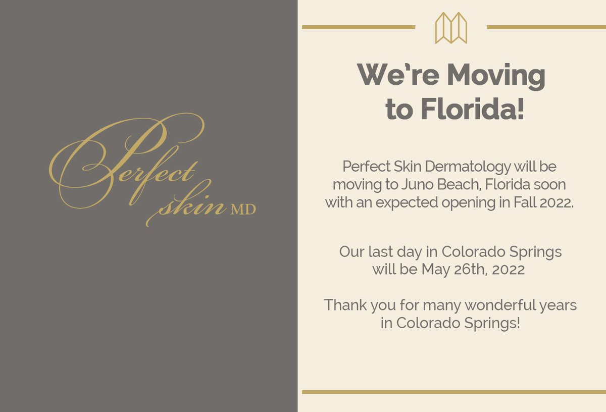 PerfectSkinMD's tweet image. We are moving to Florida 
Thank you for many wonderful years in Colorado Springs 🌻
#WeAreMovingToFlorida #DrSusanSchroeder #JunoBeachFlorida