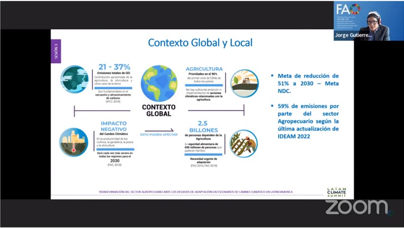 'Desde FAO trabajamos para aportar al cumplimiento de las #NDC en 🇨🇴, para hacer frente al #CambioClimático' resalta Jorge Gutiérrez en el #LatamClimateSummit 

📚Conozca el trabajo de #FAO en materia de desafíos de adaptación en #Latinoamérica 

#EnVivo 👉youtu.be/pz349KkGBrU