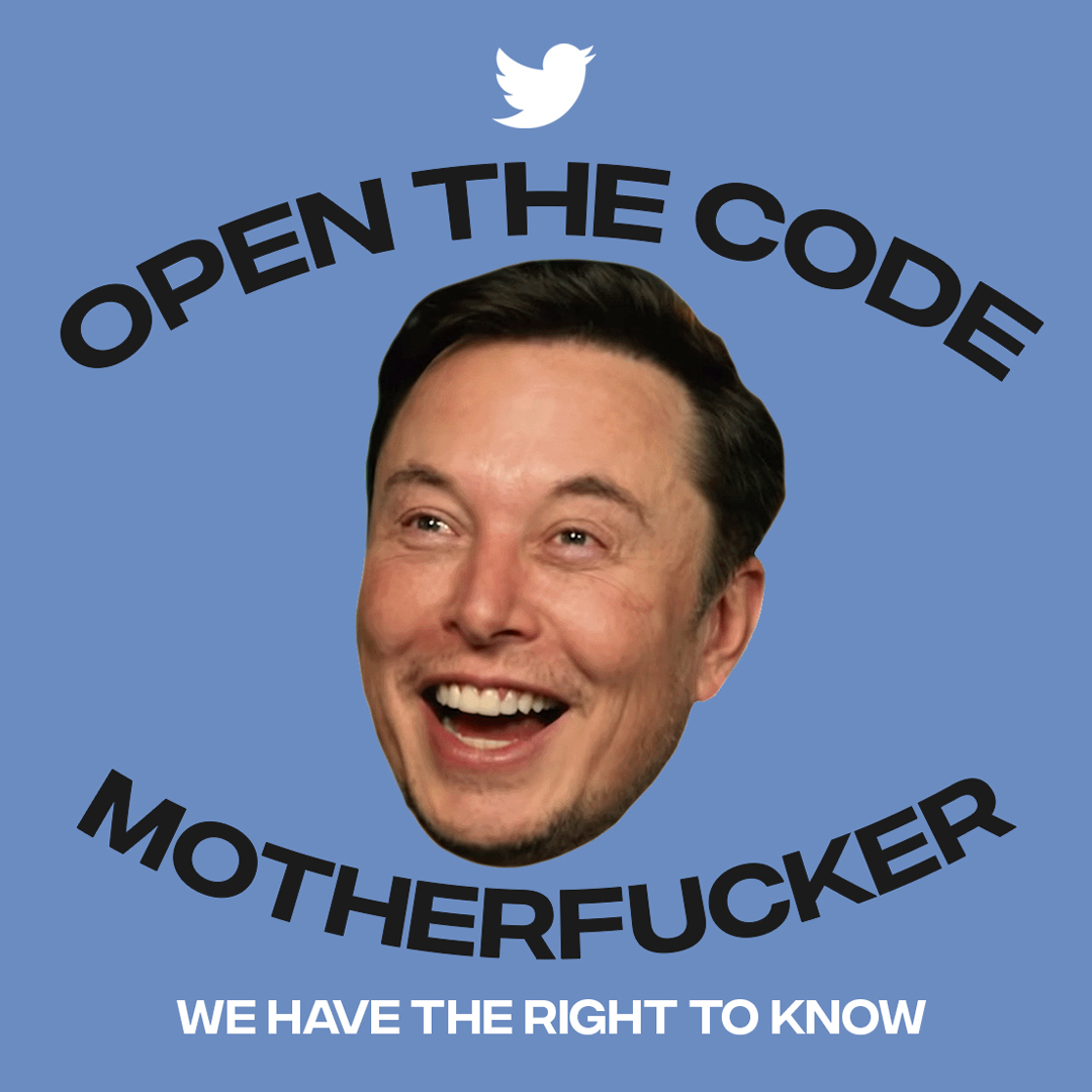 Adbusters's tweet photo. @elonmusk Only one way to find out.

#OpenTheCode https://t.co/aSLuxGZ4WL