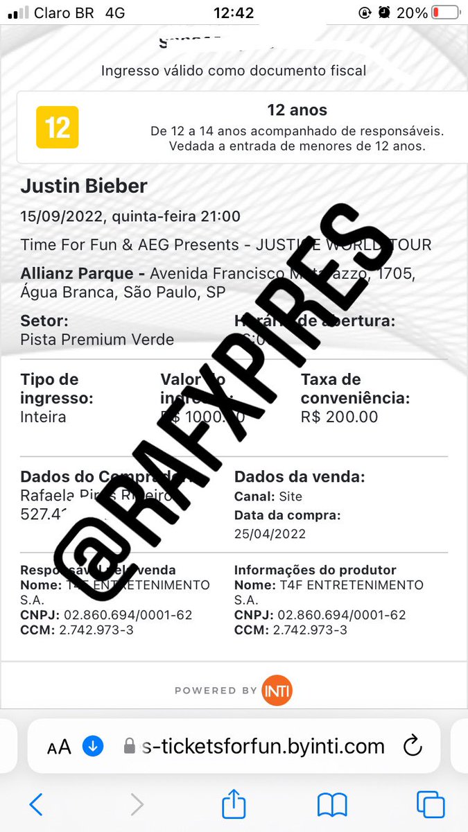 rafxpires's tweet photo. ⚠️ VENDO ⚠️
1 INGRESSO JUSTICE WORLD TOUR 

- PISTA PREMIUM VERDE | INTEIRA
- 15/09
- e-ticket
- negócio o valor, aceito pix e pagamento com cartão pelo PicPay 

Motivo: consegui meia no setor que eu queria

justin bieber, justice, ingressos, vendo, compro, inteira https://t.co/SsMXJz0Dsx