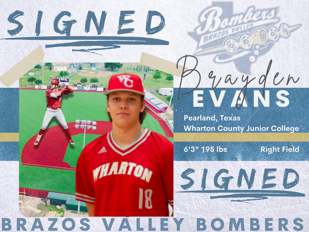 bv_bombers's tweet photo. 🚨ROSTER UPDATE🚨
Freshman right fielder Brayden Evans for @WCJC_Pioneers is coming to the Bombers! Evans is a true team player with a terrific glove, 2nd on his team in putouts with 125, and a great swing, tallying up 35 RBIs this year! #BombsAway
 
More: https://t.co/af4bIDGHQw https://t.co/7QnmnZiedh