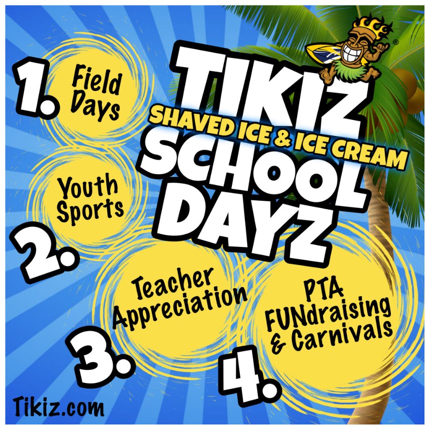 tikizstpete's tweet photo. It's that time of year - SCHOOL DAYZ- invite @tikizstpete to your school functions and we help you FUNd-raise!  Everyone wins with Tikiz!! https://t.co/og2lK65D0W