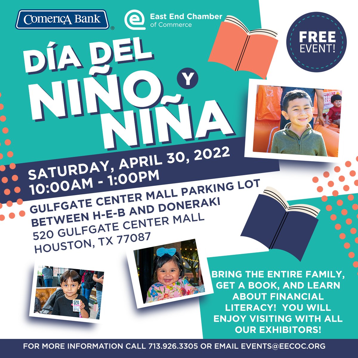 ⭐ Celebrate Dia Del Niño y Niña with us! ⭐ 
Bring the entire family, get a book, and learn about financial literacy! You will enjoy visiting with all our exhibitors!

CLICK HERE: fb.me/e/9XnZQRHj0