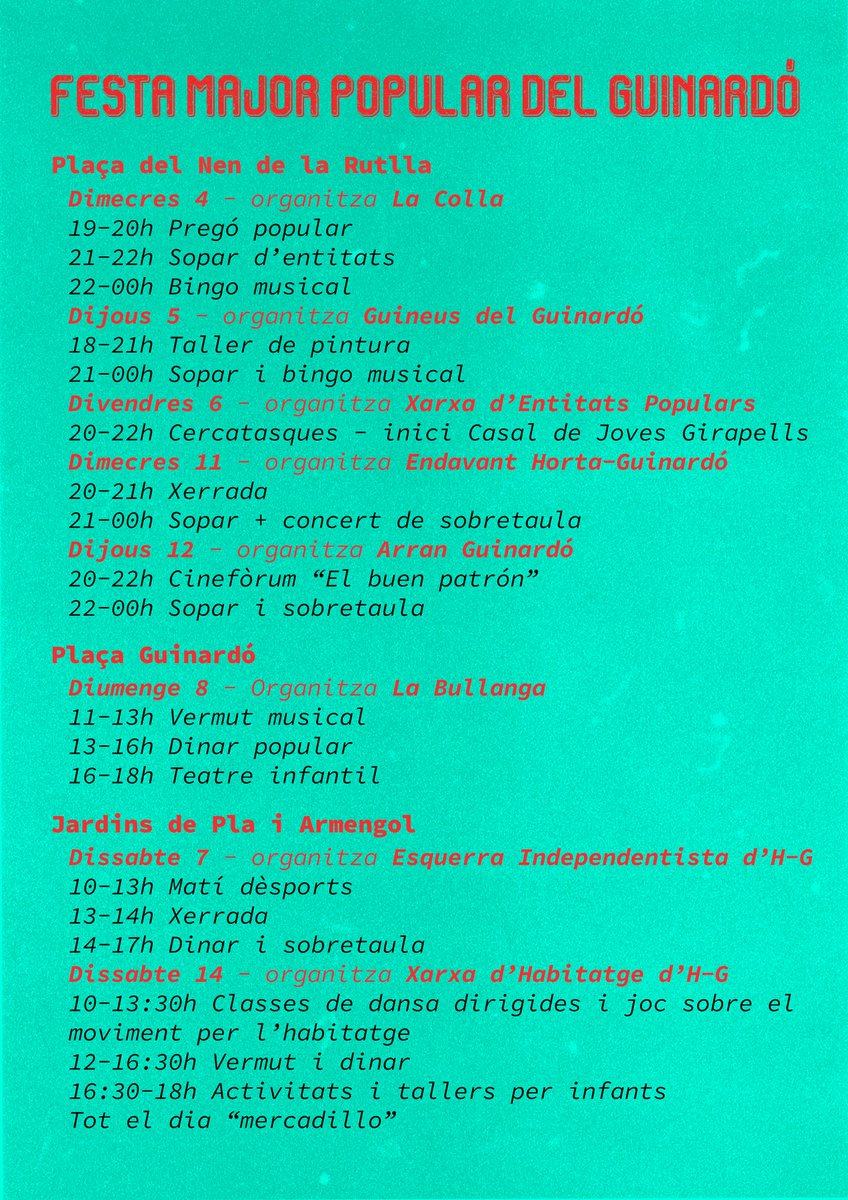 🔴 FM POPULAR DEL GUINARDÓ🔴

🔥Ja tenim aquí l'esperada FM Guinardó, un espai de cultura i comunitat al barri!

🎥 El dia 12... farem cinefòrum amb sopar, vine a gaudir ara que ve el bon temps!☀️

DES DEL GUINARDÓ CONSTRUÏM UNS PAÏSOS CATALANS SOBIRANS, SOCIALISTES I FEMINISTES!