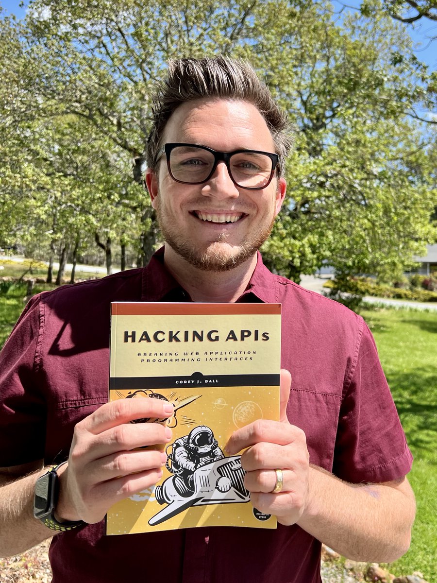 hAPI_hacker's tweet photo. I received my first print copy of Hacking APIs and it feels amazing to hold something that took so much hard work. To celebrate, I wanted to share a few fun facts about Hacking APIs. https://t.co/hamwnbD6N9