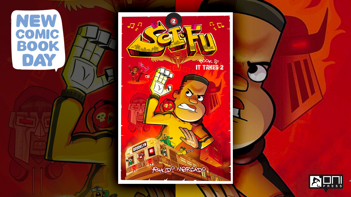 OniPress's tweet photo. 7️⃣ #SciFu Vol 2: #ItTakes2: Jam-packed with hip-hop, sci-fi, and kung-fu! @YMercado
Available TODAY!
#OniPress #NCBD (4/4) https://t.co/Ky2qtSVgWR