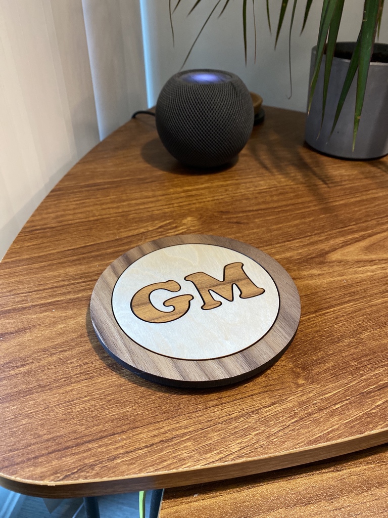 Murdo_'s tweet photo. My second @LaserSkapes coaster arrived, this time wishing me a gm! Amazing quality as always. https://t.co/ibf4YcINZ1