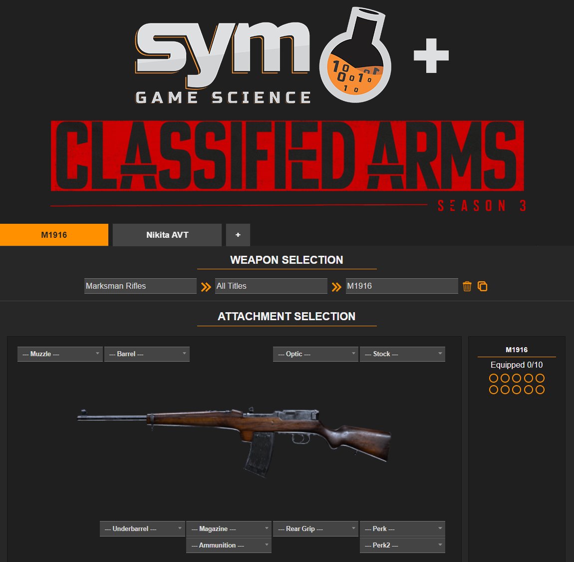#CallofDuty: #Warzone Season 3 same-day delivery. 

Season 3 changes are now available on the Sym #Gunsmith, including all the stats and attachments for the new M1916 and Nikita AVT #Vanguard Weapons!

Check it out now!
sym.gg/index.html?gam…

#CallofDutyWarzone #Season3
