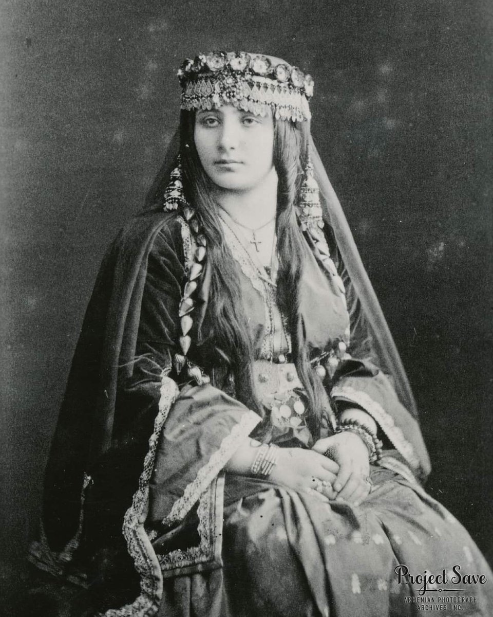 nancykric's tweet image. Armenian bride from the Nukha-Shemakh region (present-day Azerbaijan) c.  1880, photographer unknown. 

#Armenianhistory #ProjectSAVE #bride
@ProjSAVEArchive