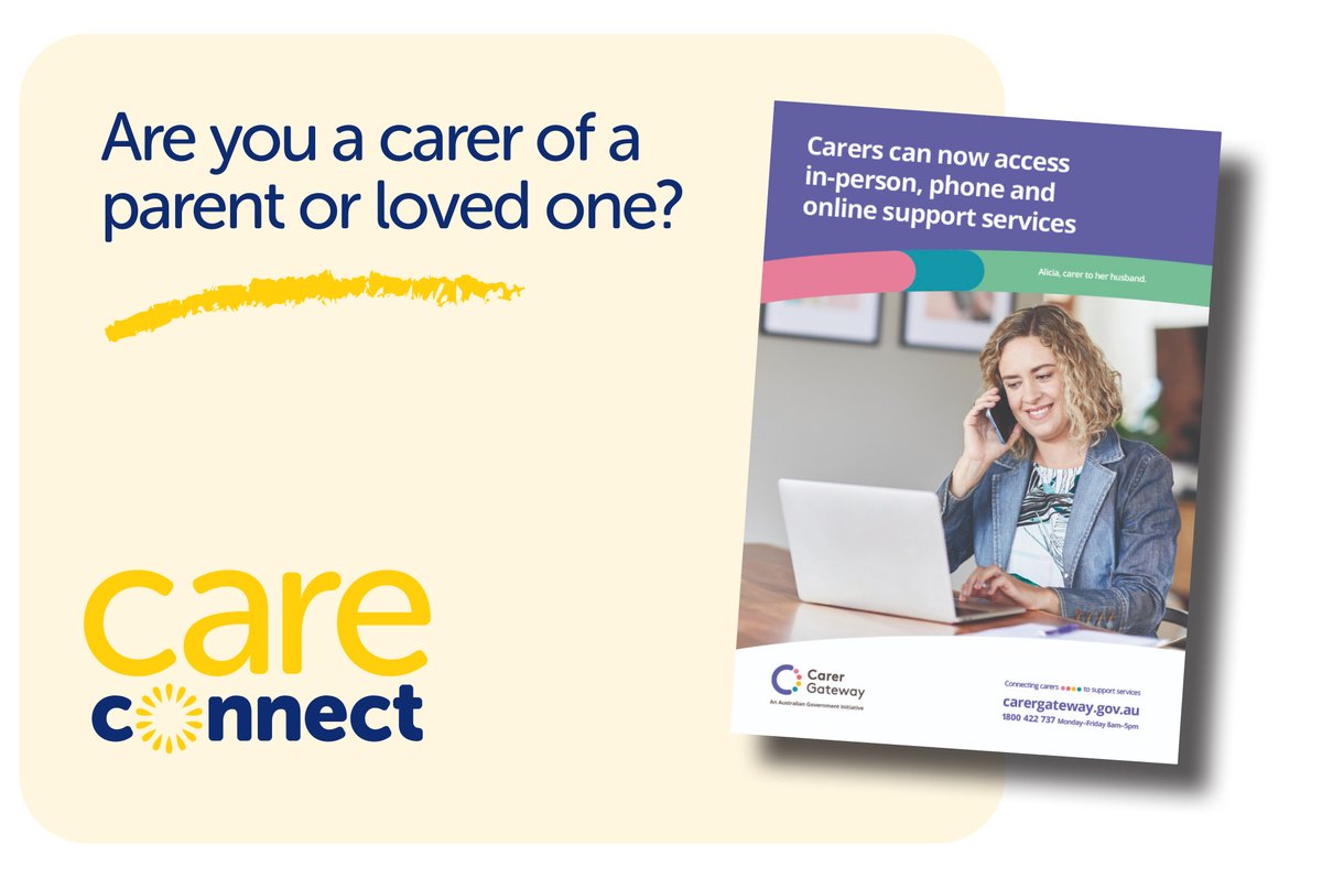 Are you a carer for a loved one and unsure of what support is available? Carer Gateway is a free Government program which supports carers through counseling, respite care, mentorship, and more. Care Connect makes life easier for carers, for more info see:
hubs.la/Q018F81M0
