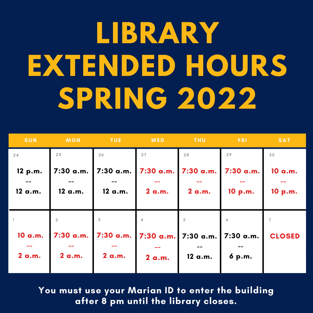 You've got final projects and exams and we've got extended hours to help you out.