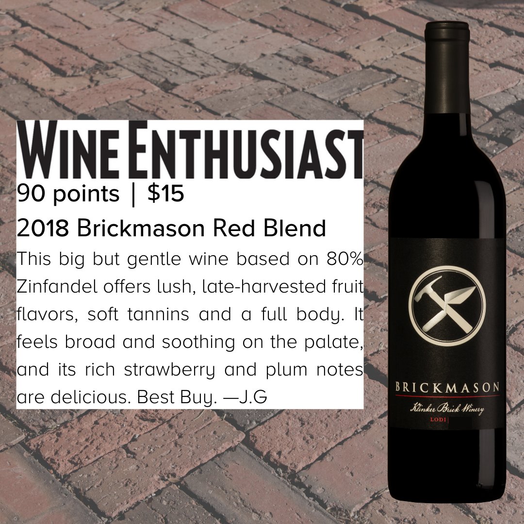 Thank you to @wineenthusiast for the big score of Klinker Brick Winery’s gentle giant. Soft tannins, full body, rich strawberry…Need we say more? 🍷 

#klinkerbrick #winewednesday #redblend #redwine #wineenthusiast