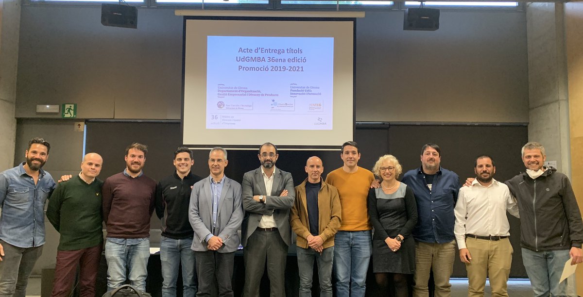 Enhorabona als alumnes que van finalitzar el <a href="/UdGMBA/">UdGMBA</a> <a href="/fundacioudg/">Fundació Universitat de Girona</a> del 2019-2021. Ganes de retrobar-se després de mesos sense poder fer l’acte d’entrega de títols i del millor projecte del màster. Un grup excepcional, resilient i que es va haver d’adaptar en dos anys complicats!