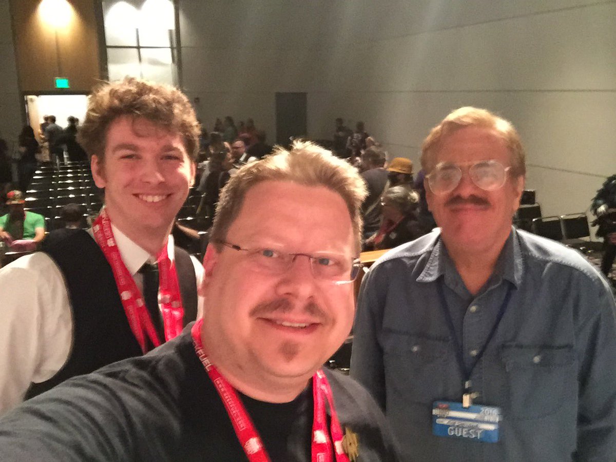 CaptainFoley's tweet photo. Team @trekyards on stage with Rick Sternbach a few years ago. #ricksternbach #dcc #denvercomiccon #Trekyards https://t.co/Z0SwLe5MSp