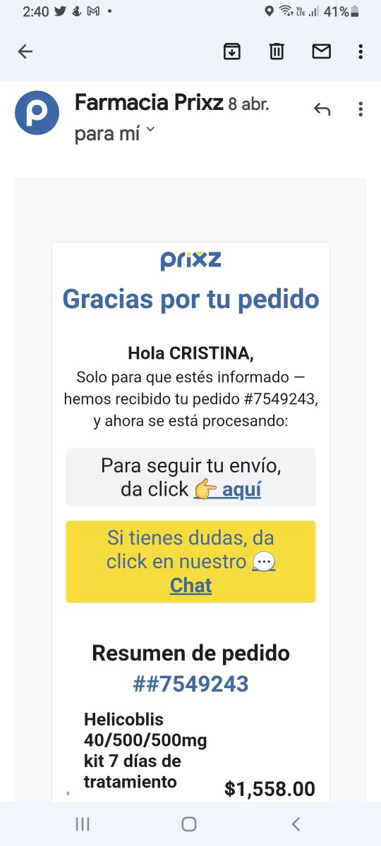 flowers_air's tweet photo. Tengan mucho cuidado con @prixzapp, ésta farmacia en linea,  compré un medicamento  el día 8 de abril,  y no me lo mandaron,    Al día de hoy no me han regresado el dinero, lo único que contestan es que esta en trámite. Todo por mensaje, no hay ningún teléfono de contacto. https://t.co/GraN3rpXl3