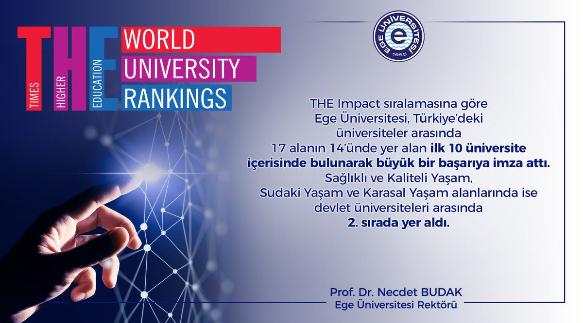 UniversiteEge's tweet photo. #EgeÜniversitesi @ProfNecdetBudak @timeshighered  #timeshighereducation https://t.co/ruOQFq0gDp