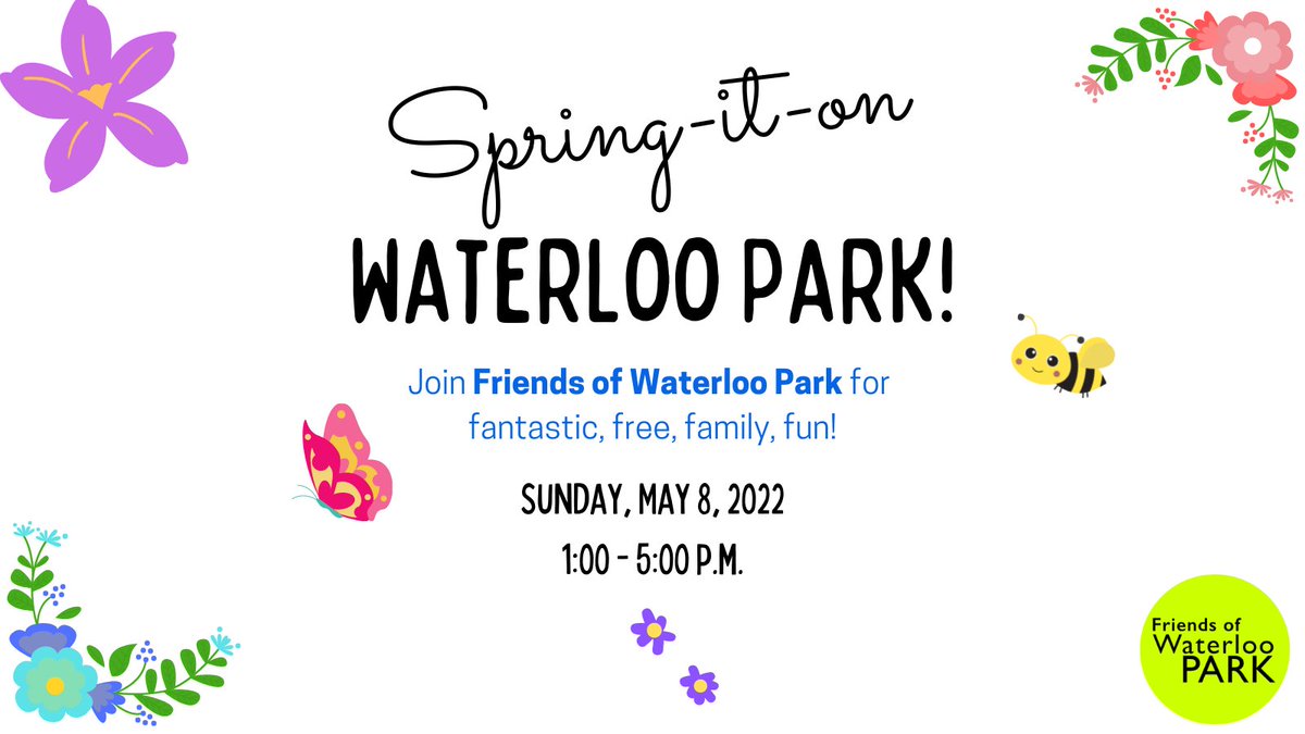 Welcome spring with crafts for the kids, music by @onionhoneymusic and Suzuki Talent Education of Waterloo, container garden tips by the Waterloo Horticultural Society, lawn games and family story time. Plants and yummies by <a href="/BTMobileKWHuron/">BeaverTails KW-Huron</a> will be for sale! #OurWaterlooPark