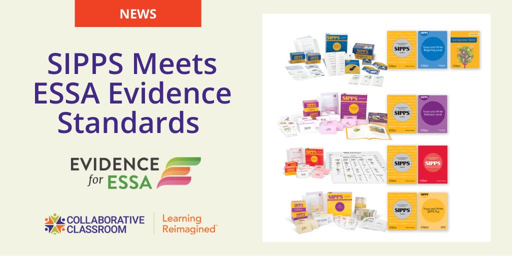 CollabClassroom's tweet photo. Now on @EvidenceforESSA! #SIPPS (Systematic Instruction in Phonological Awareness, Phonics, and Sight Words) meets ESSA evidence standards. 🤓 Learn more on the Evidence for ESSA website: https://t.co/juegUIMkK9
 #scienceofreading #foundationalskills #literacy #evidenceforessa https://t.co/86rUlR9BRD