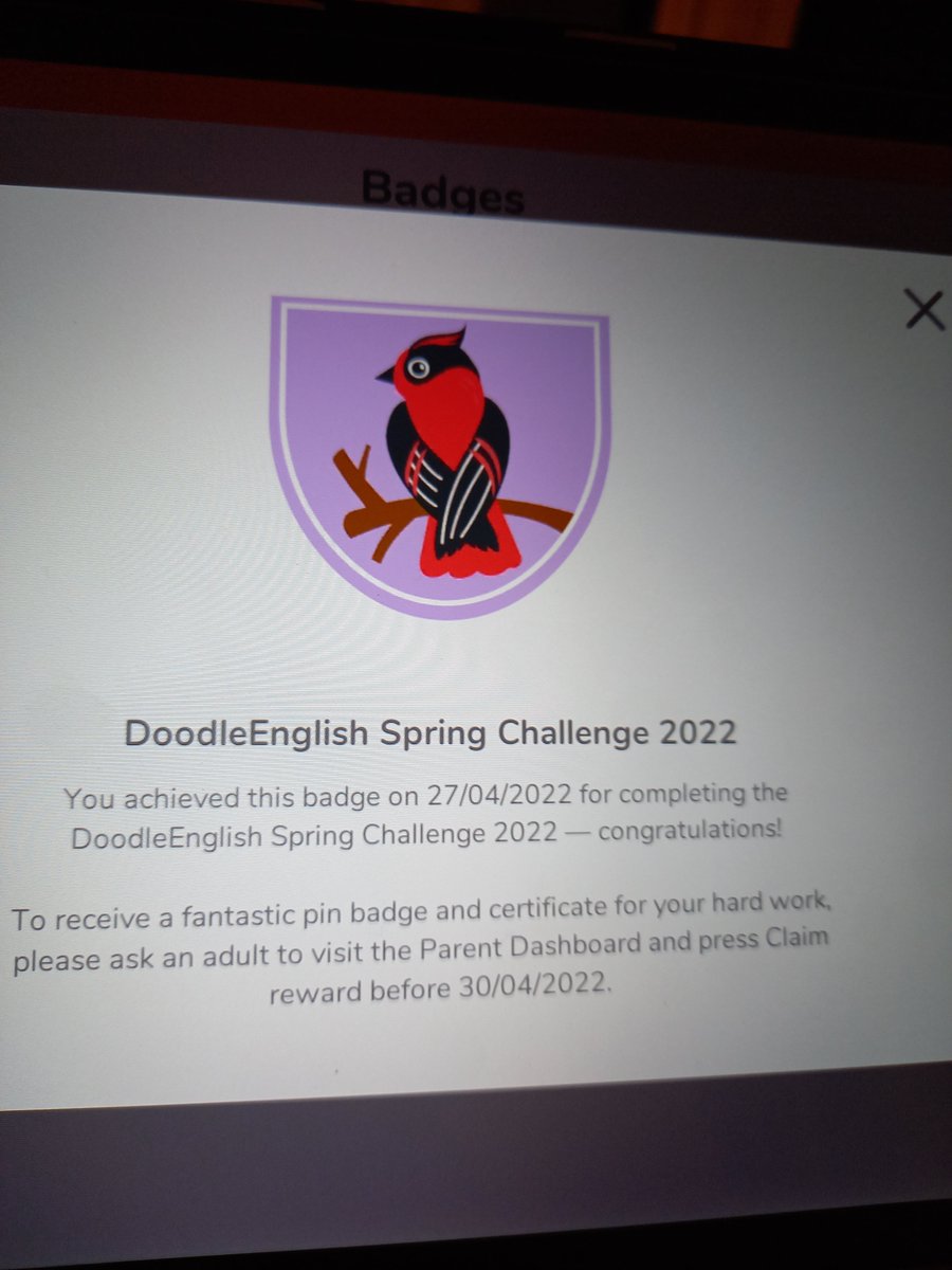 MrsAbbottLA's tweet photo. @missfurneaux @LongMeadowSch Alice achieved hers this evening! #proud #doodlelearning https://t.co/Qx0fa7kdKJ